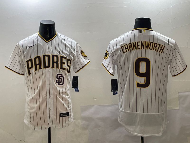 Men San Diego Padres #9 Cronenworth White Stripe Elite 2025 Nike MLB Jersey style 5->san diego padres->MLB Jersey